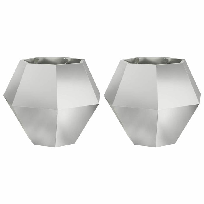 Fioriera 2 pcs Argento 75 x 75 x 60 cm Acciaio zincato 884049