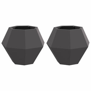 Fioriera 2 pcs Nero 50 x 50 x 40 cm Acciaio 884053