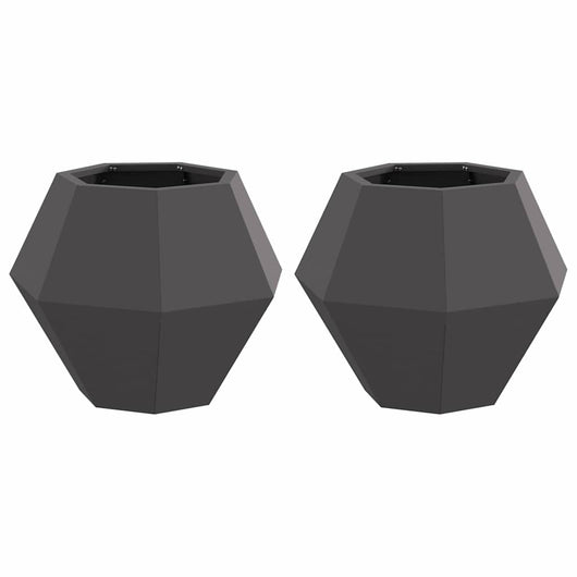 Fioriera 2 pcs Nero 50 x 50 x 40 cm Acciaio 884053