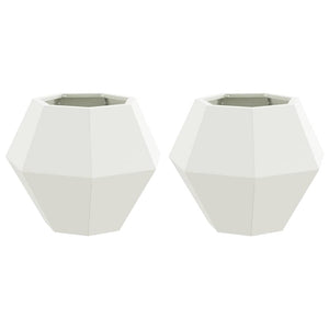 Fioriera 2 pcs Bianco 50 x 50 x 40 cm Acciaio 884055