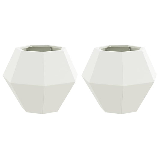 Fioriera 2 pcs Bianco 50 x 50 x 40 cm Acciaio 884055