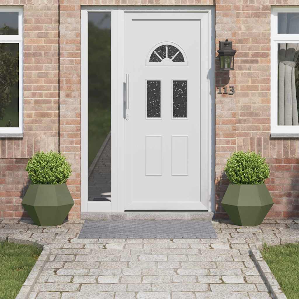 Fioriera 2 pcs Verde oliva 50 x 50 x 40 cm Acciaio 884059