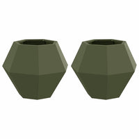 Fioriera 2 pcs Verde oliva 50 x 50 x 40 cm Acciaio 884059