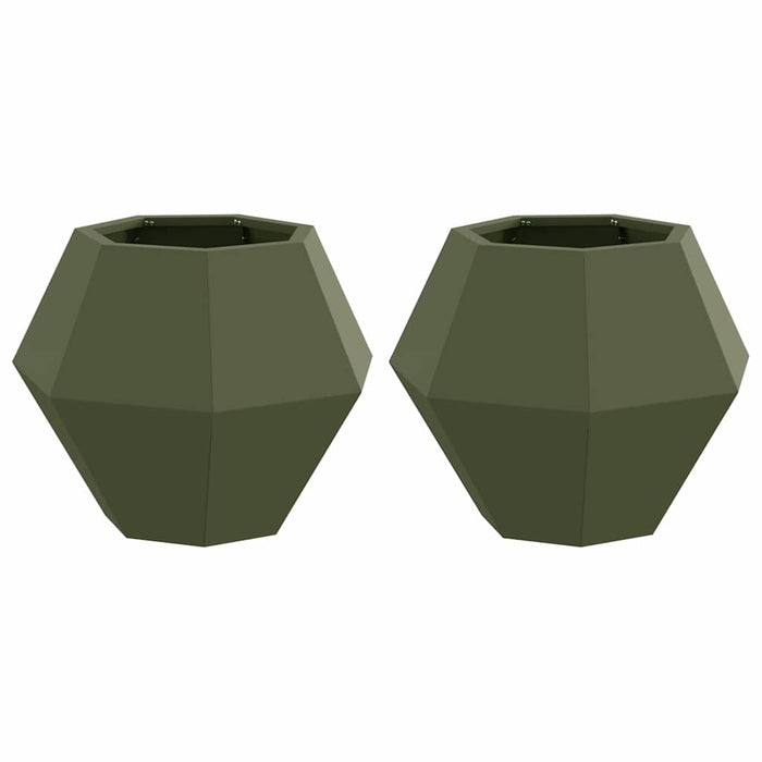 Fioriera 2 pcs Verde oliva 50 x 50 x 40 cm Acciaio 884059