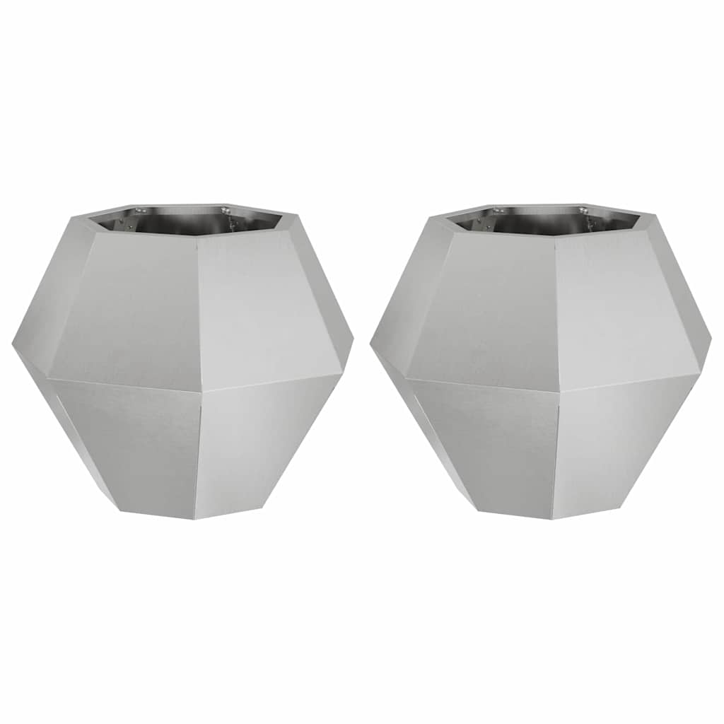 Fioriera 2 pcs Argento 50 x 50 x 40 cm Acciaio inossidabile 884061