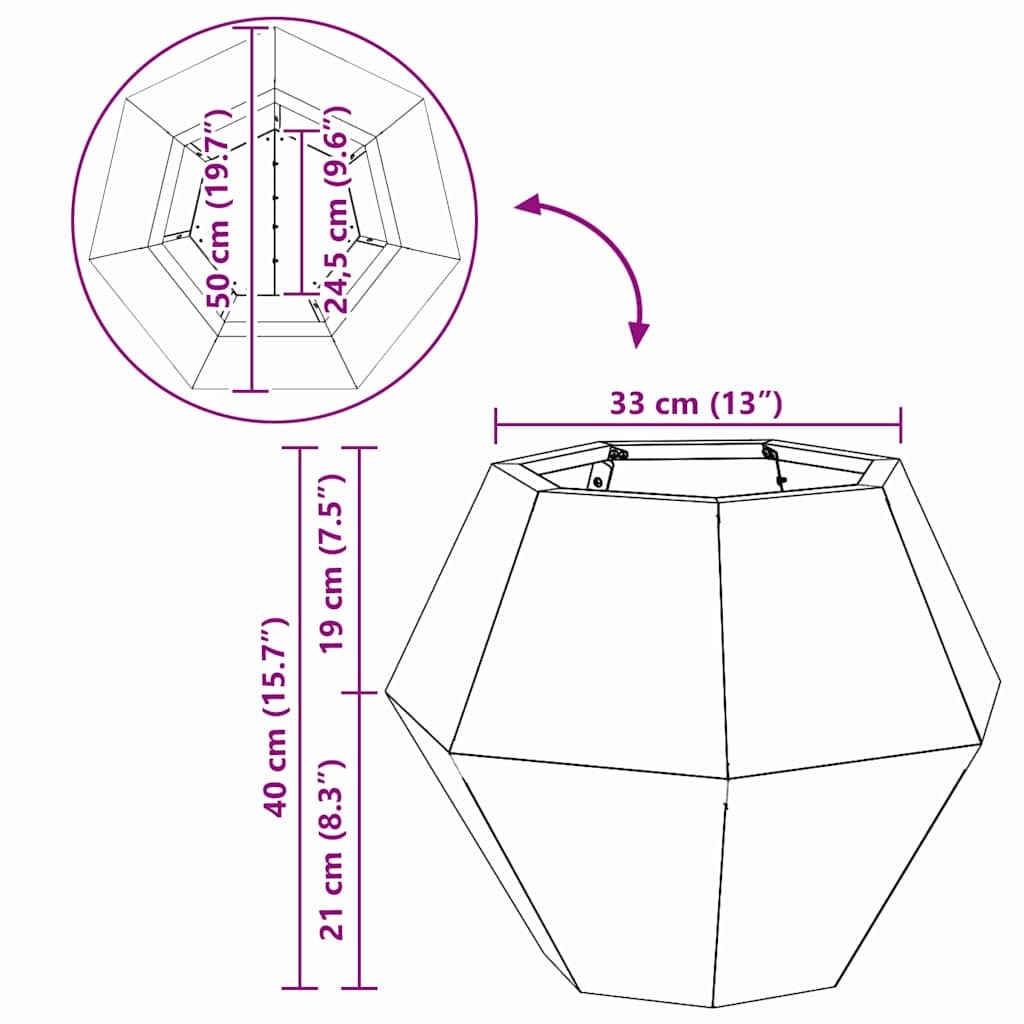Fioriera Argento 50 x 50 x 40 cm Acciaio zincato 884062