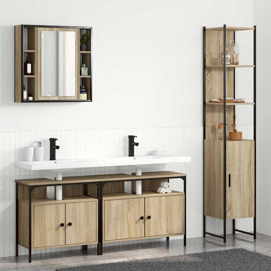 Set di mobili per il bagno con lo scaffale 4 pcs rovere sonoma 3399393