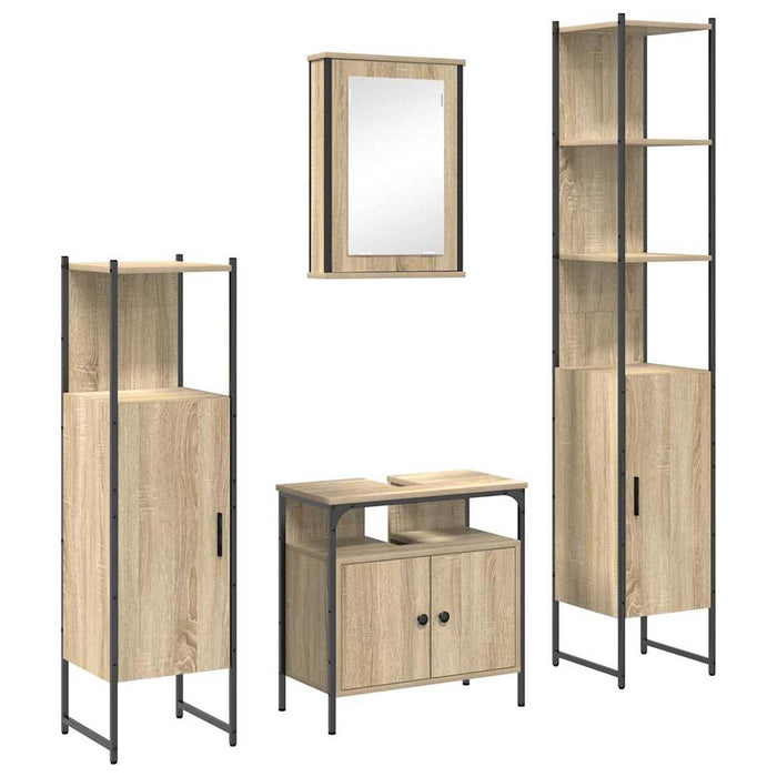 vidaXL Set di mobili per il bagno con lo scaffale 4 pcs rovere sonoma