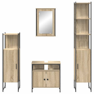 Set di mobili per il bagno con lo scaffale 4 pcs rovere sonoma 3399394