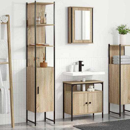 vidaXL Set di mobili per il bagno con lo scaffale 3 pcs rovere sonoma