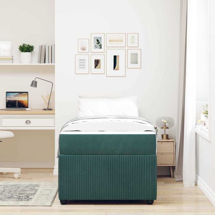 vidaXL Struttura letto con materasso Verde scuro 80 x 200 cm Velluto