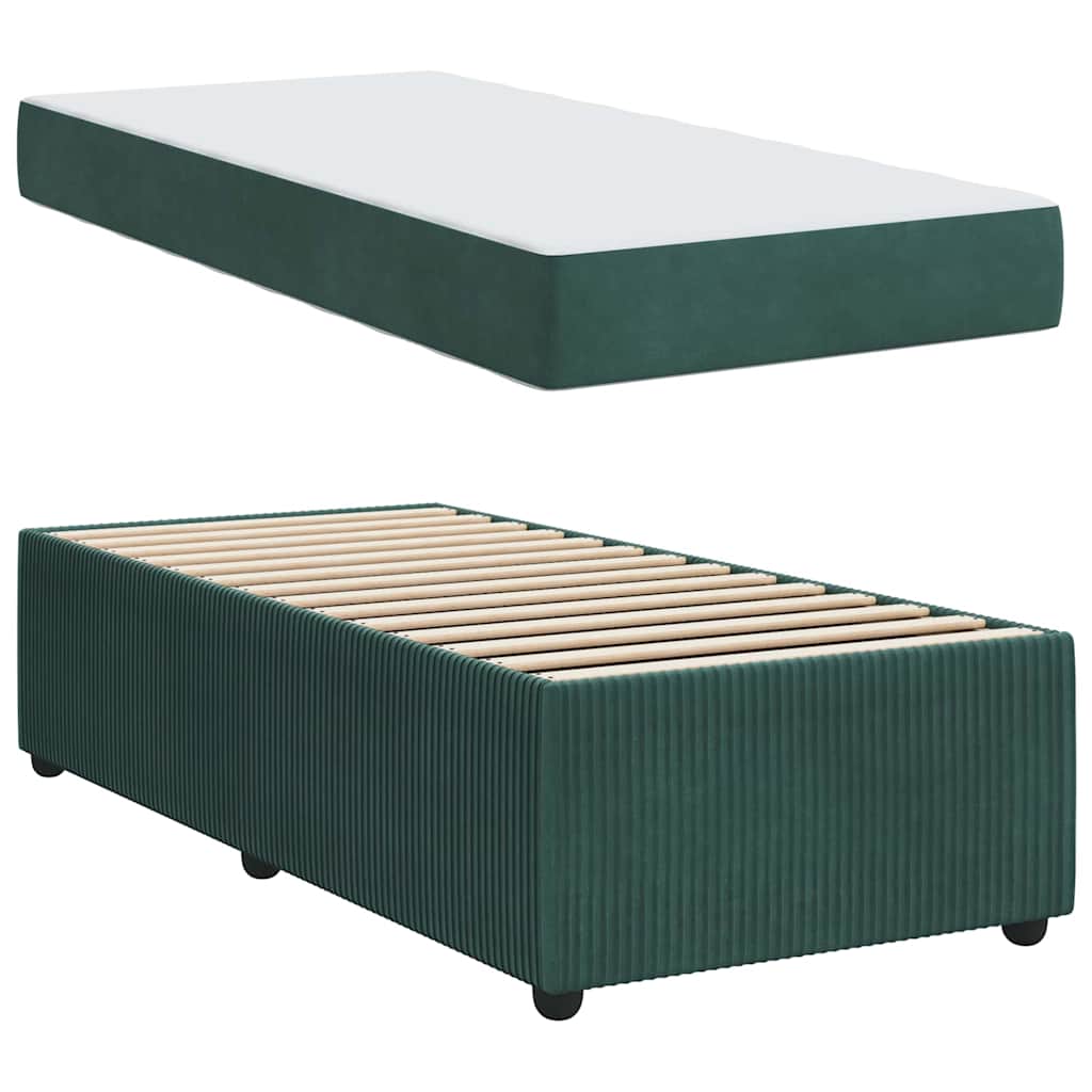 vidaXL Struttura letto con materasso Verde scuro 80 x 200 cm Velluto