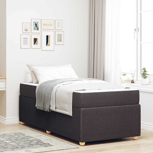 vidaXL Struttura letto con materasso Marrone scuro 90 x 190 cm Tessuto