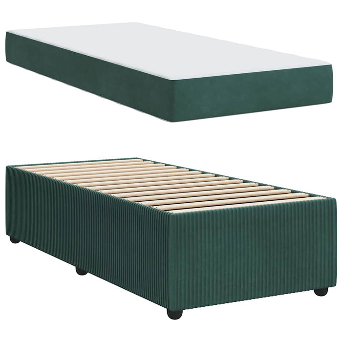 vidaXL Struttura letto con materasso Verde scuro 90 x 190 cm Velluto