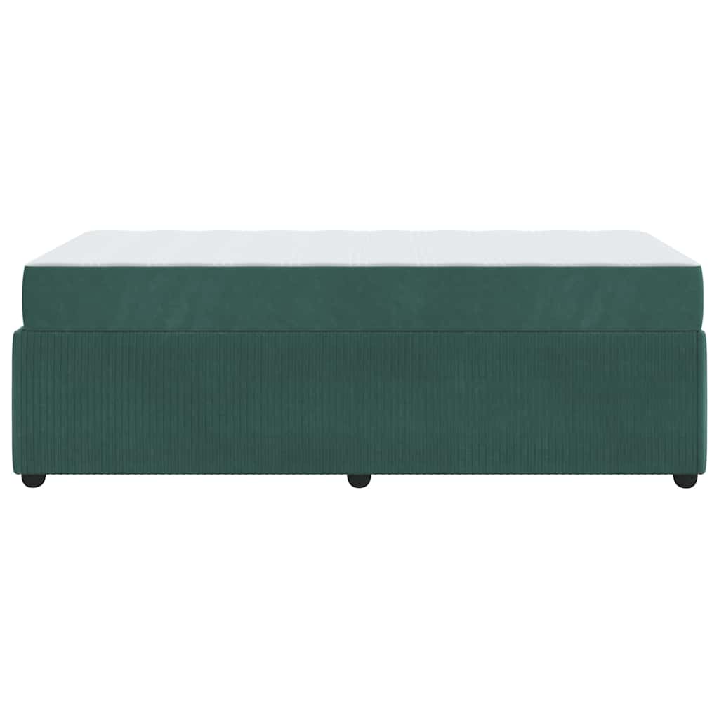 vidaXL Struttura letto con materasso Verde scuro 90 x 190 cm Velluto