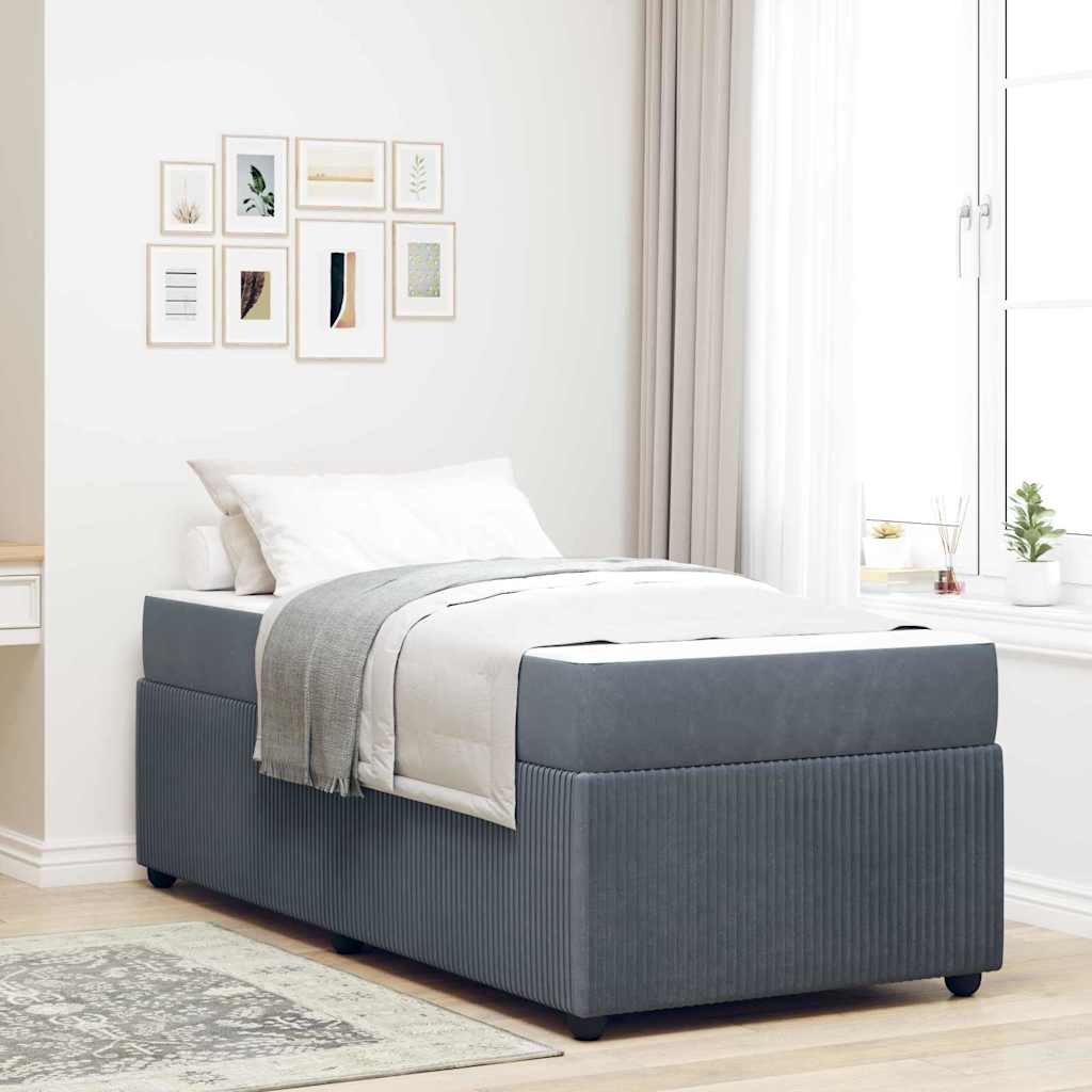 vidaXL Struttura letto con materasso Grigio scuro 100 x 200 cm Velluto