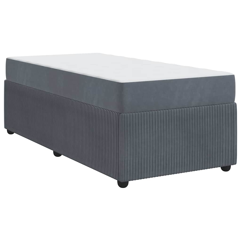 vidaXL Struttura letto con materasso Grigio scuro 100 x 200 cm Velluto