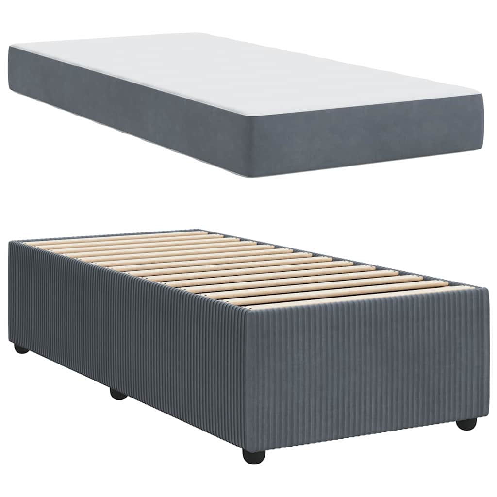 vidaXL Struttura letto con materasso Grigio scuro 100 x 200 cm Velluto