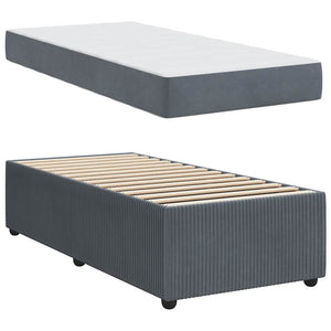 vidaXL Struttura letto con materasso Grigio scuro 100 x 200 cm Velluto
