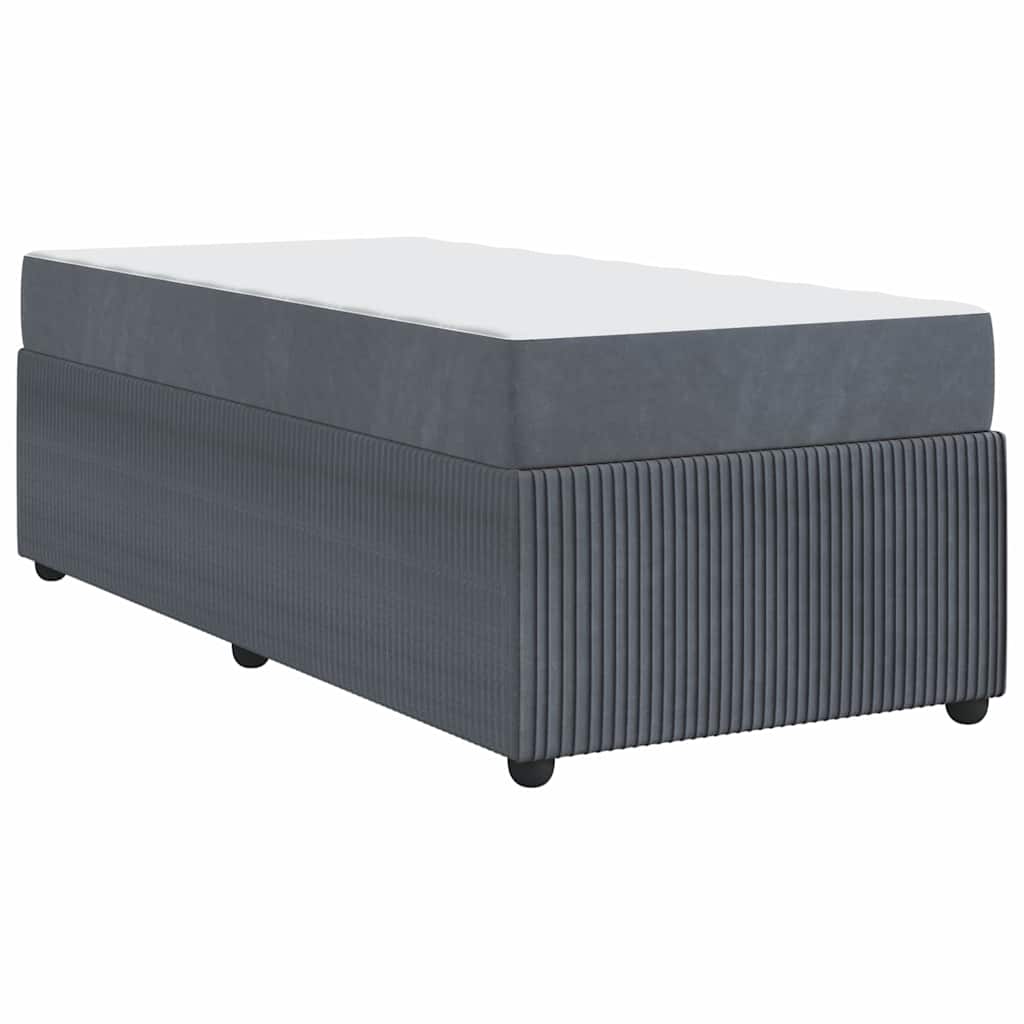 vidaXL Struttura letto con materasso Grigio scuro 100 x 200 cm Velluto