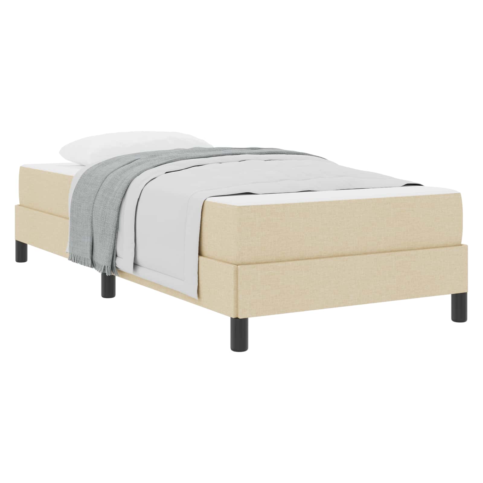 Letto a molle con materasso-Struttura Letto con Materasso Crema 90 x 190 cm Tessuto 840738