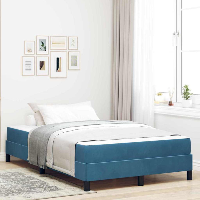 Letto a molle con materasso-Struttura Letto con Materasso Blu Scuro 120 x 200 cm Tessuto