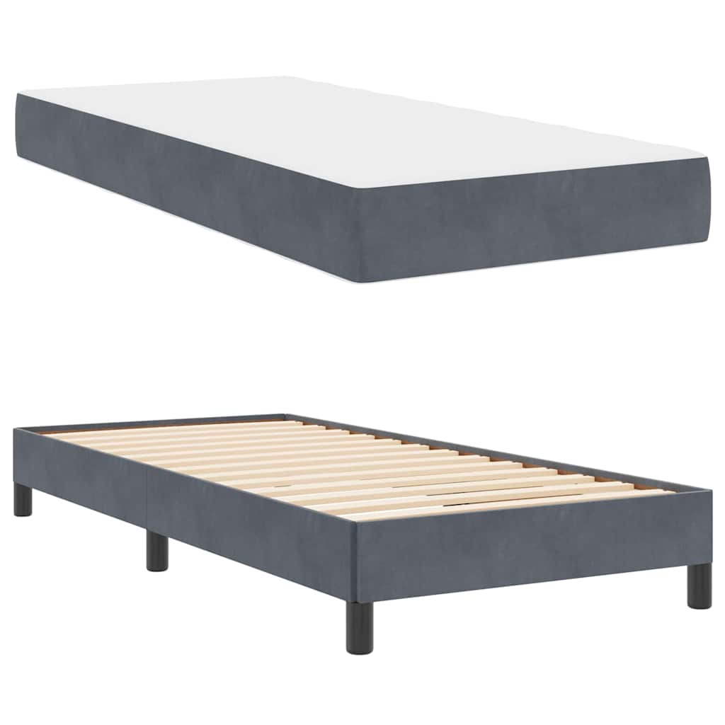 vidaXL Letto box spring con materasso Grigio scuro 80 x 210 cm Velluto