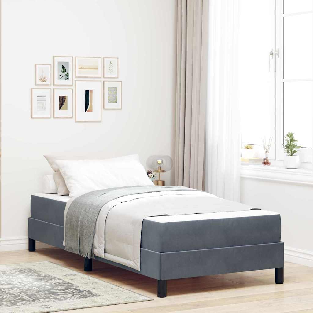 Letto a molle con materasso-Struttura Letto con Materasso Grigio scuro 90 x 210 cm Tessuto
