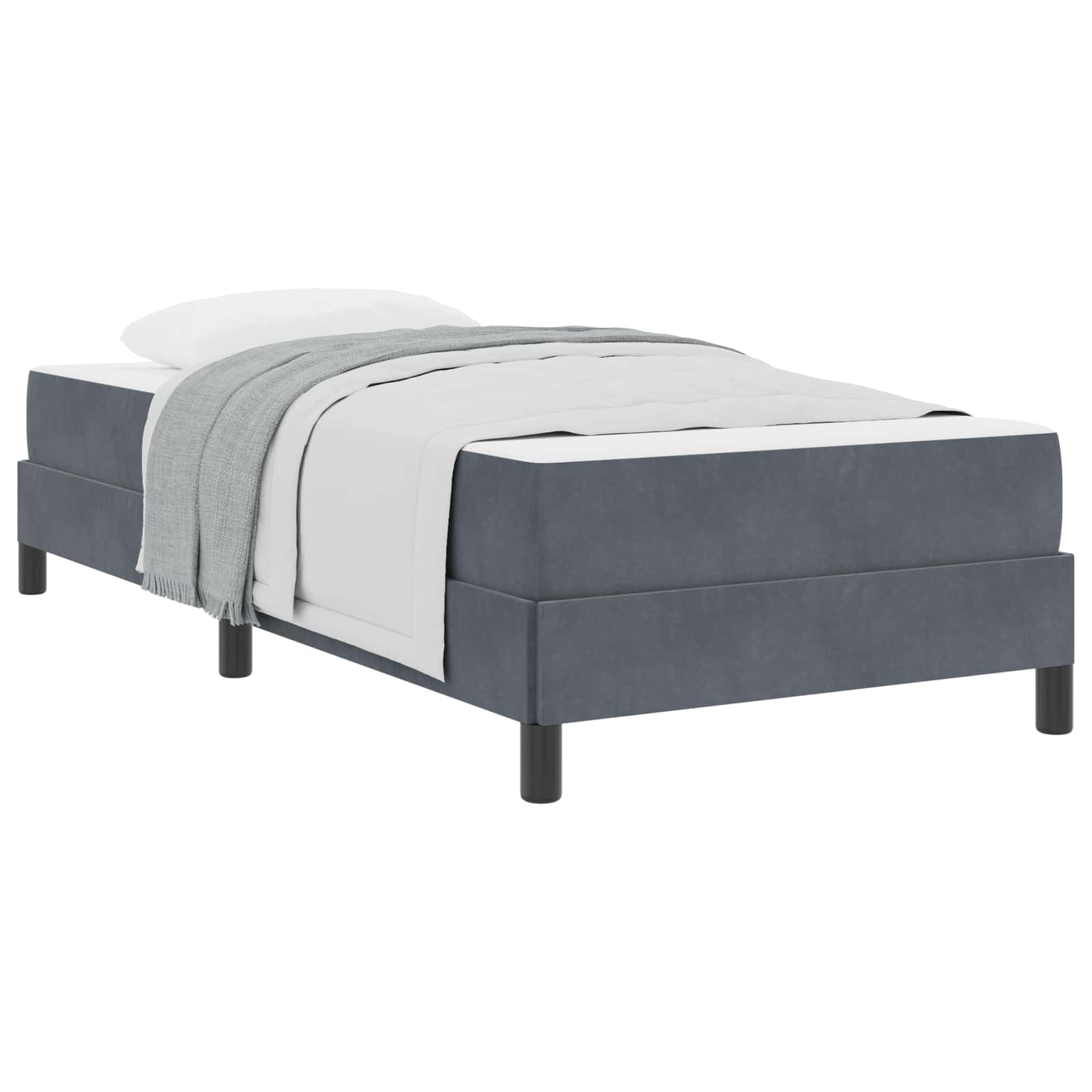 Letto a molle con materasso Grigio scuro 100 x 210 cm Tessuto 3398732
