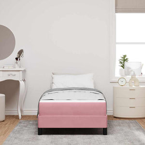 vidaXL Letto box spring con materasso Rosa 100 x 210 cm Velluto