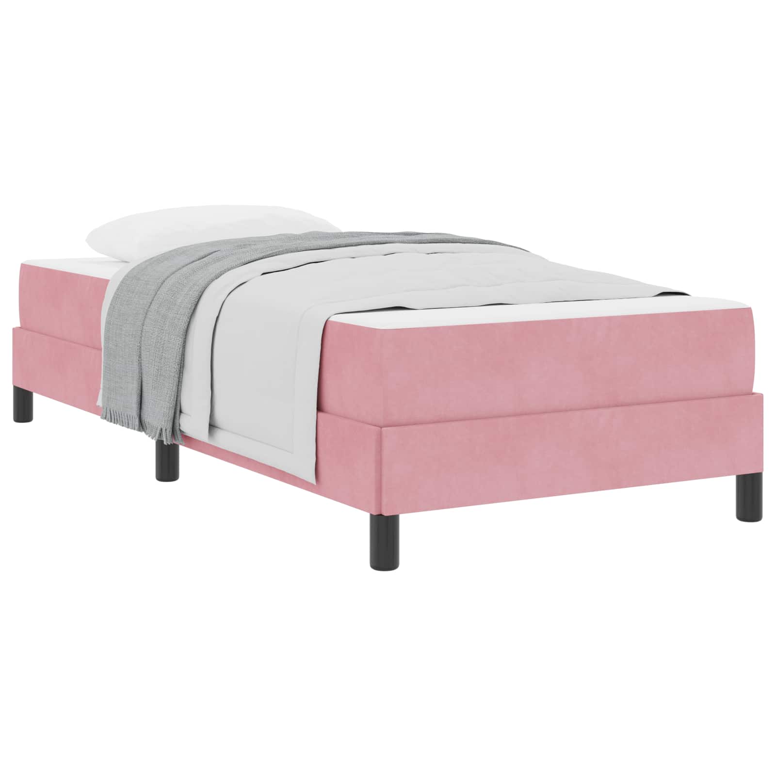Letto a molle con materasso Rosa 100 x 210 cm Tessuto 3398736