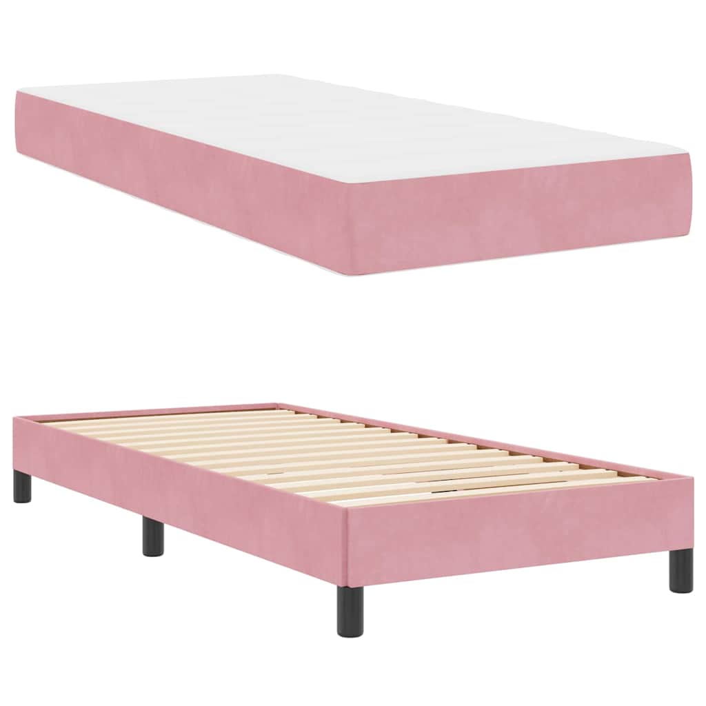 vidaXL Letto box spring con materasso Rosa 100 x 210 cm Velluto