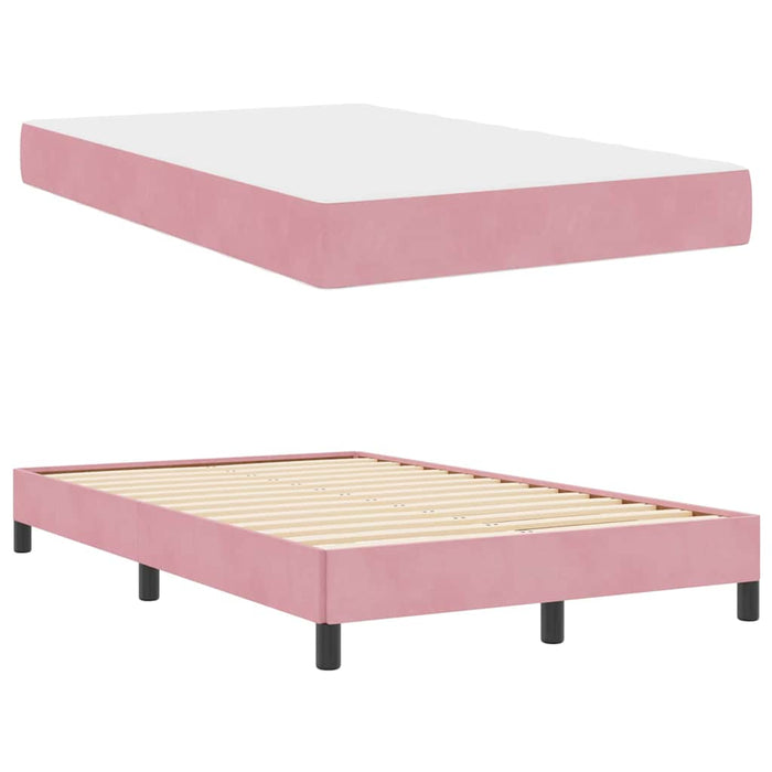 vidaXL Letto box spring con materasso Rosa 120 x 220 cm Velluto