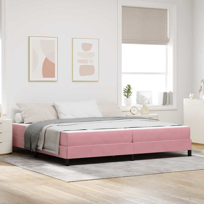 Letto a molle con materasso Rosa 200 x 220 cm Tessuto 3398814