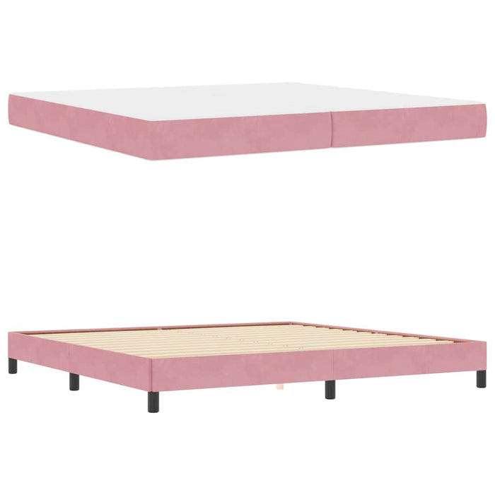 Letto a molle con materasso Rosa 200 x 220 cm Tessuto 3398814