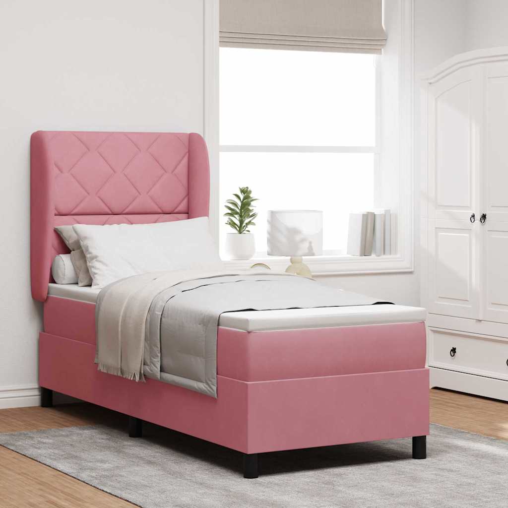 Letto a molle con materasso Rosa 200 x 80 cm Poliestere 3340957
