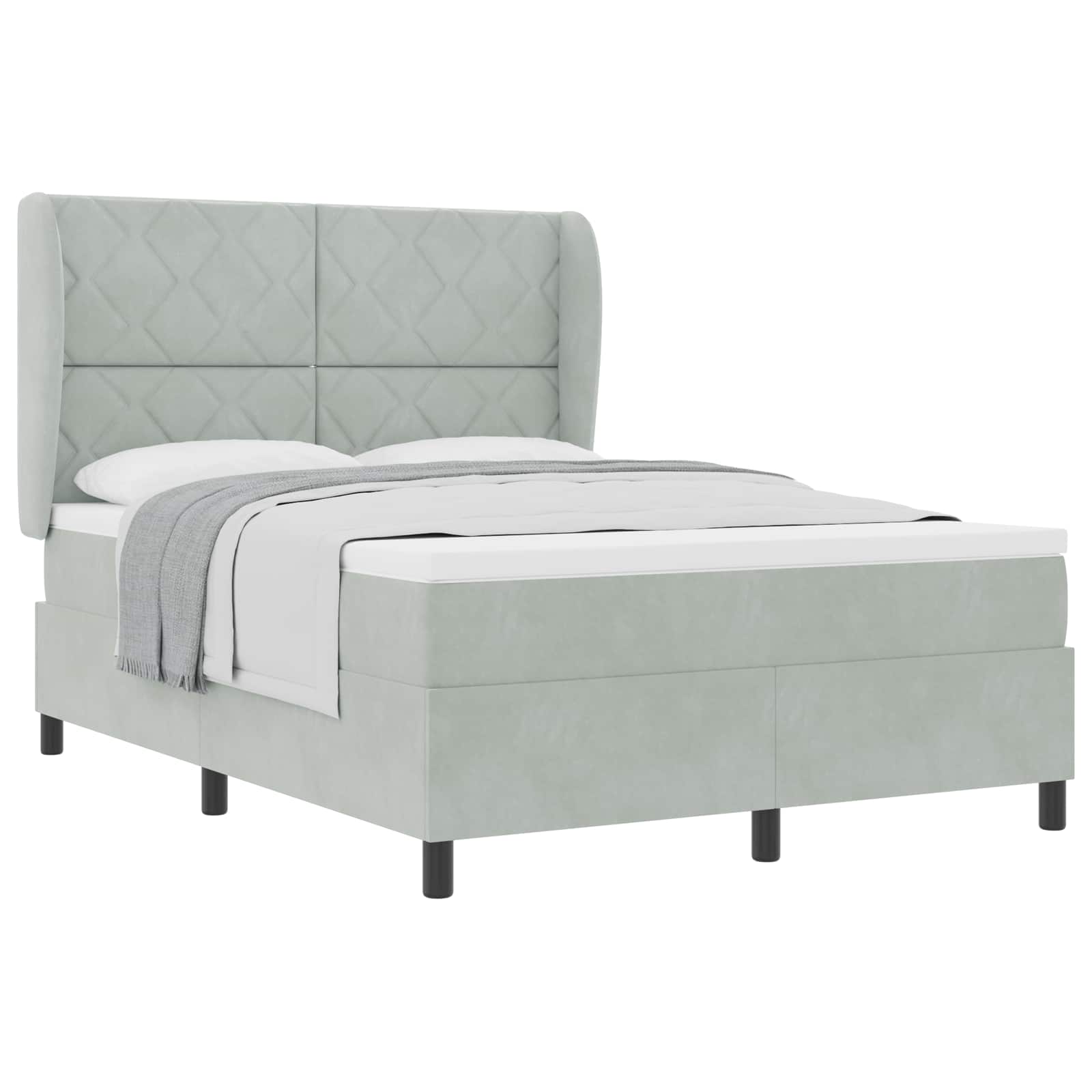 Letto a molle Grigio chiaro 200 x 140 cm Poliestere 3340982