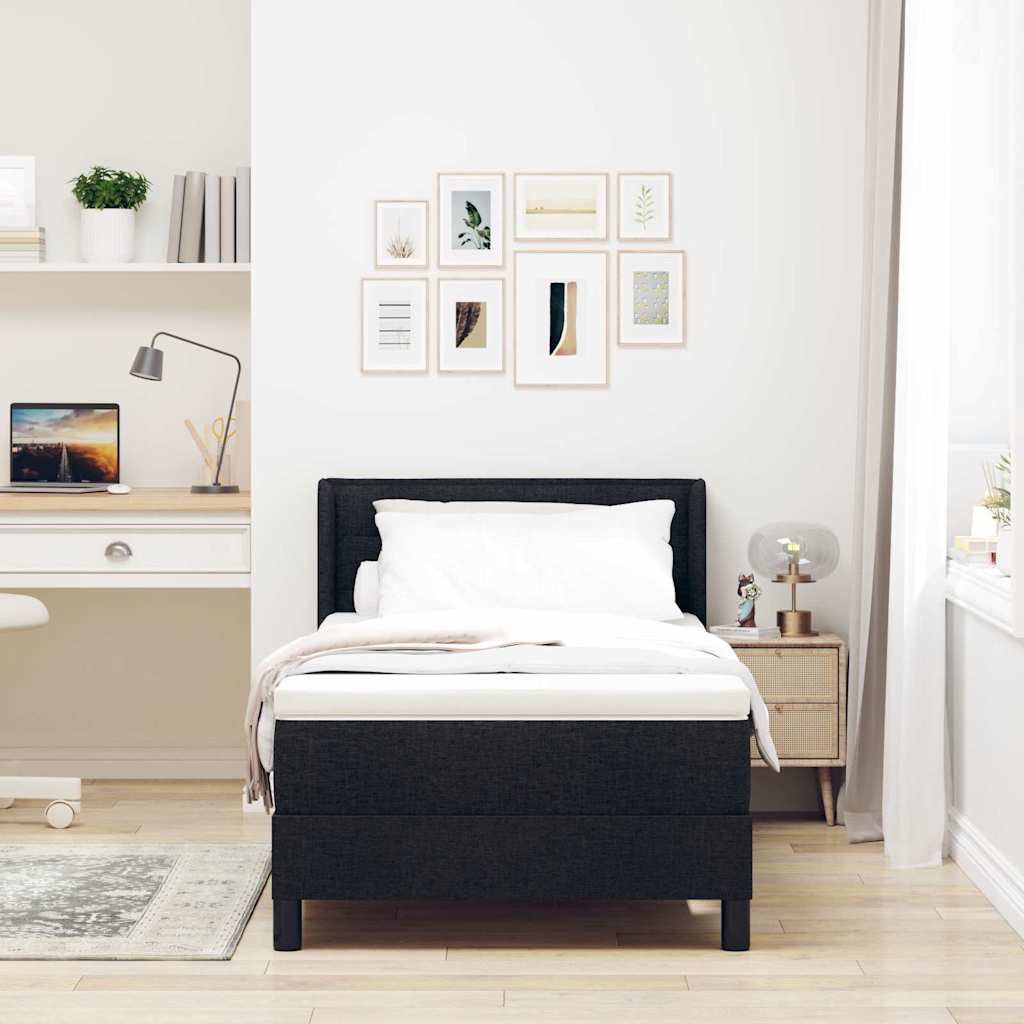vidaXL Letto box spring con materasso con materasso Nero 90 x 190 cm