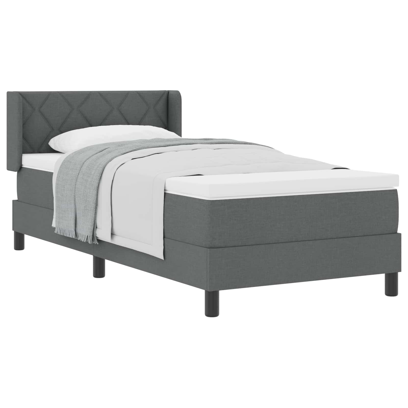 Letto box spring con materasso Grigio scuro 90 x 190 cm 3341140