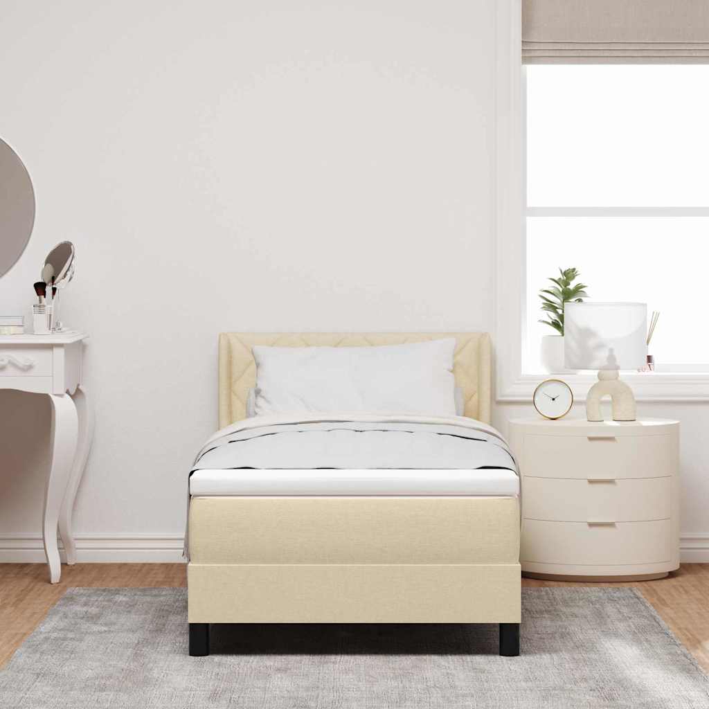 vidaXL Letto box spring con materasso con materasso Crema 90 x 190 cm