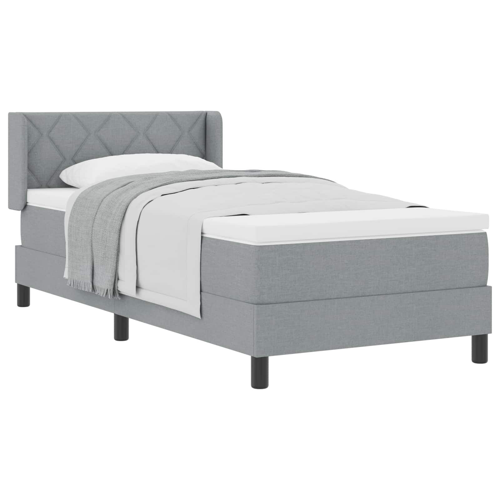 Letto box spring con materasso Grigio chiaro 100 x 200 cm 3341153