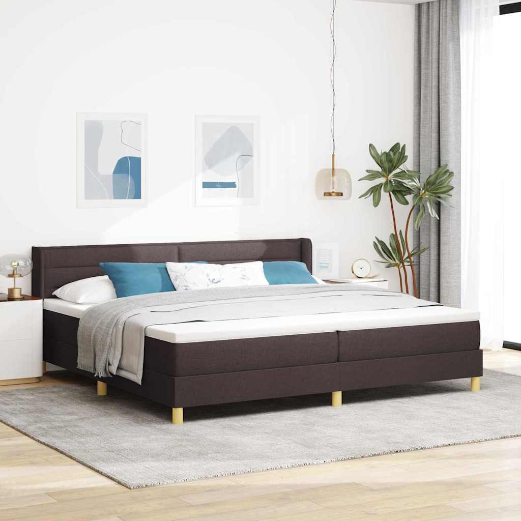 vidaXL Letto a molle Marrone scuro e Bianco 200 x 200 cm Tessuto