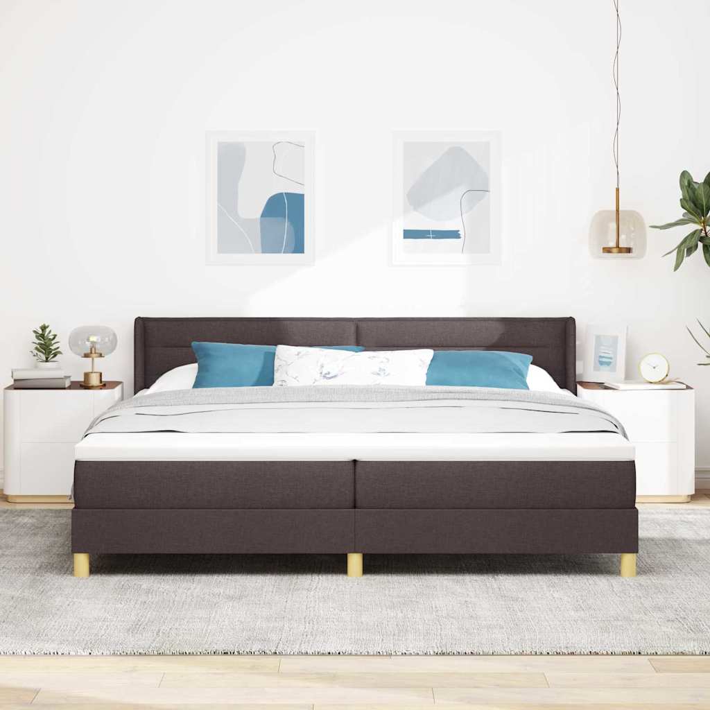 vidaXL Letto a molle Marrone scuro e Bianco 200 x 200 cm Tessuto