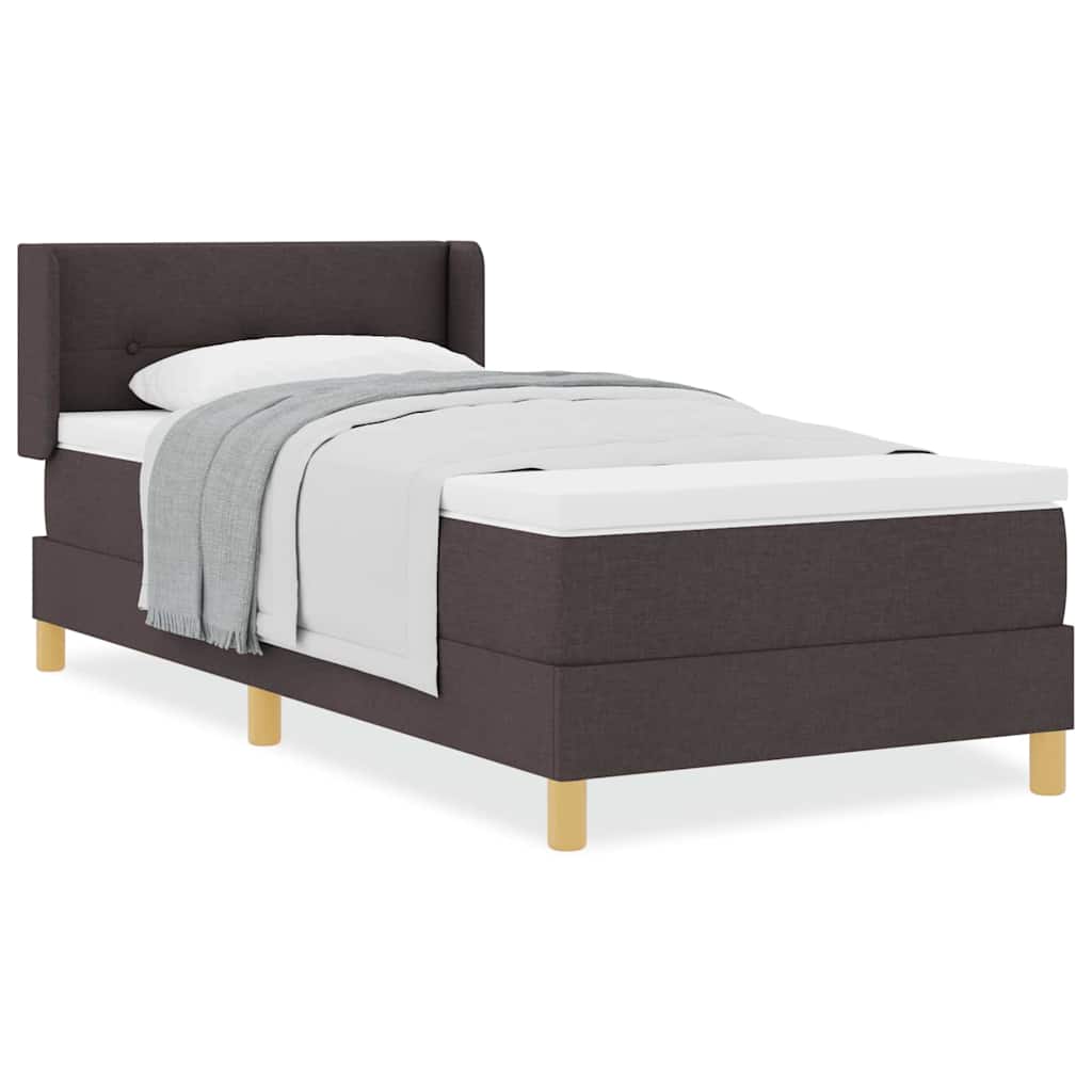 vidaXL Letto a molle Marrone scuro e Bianco 90 x 200 cm Tessuto