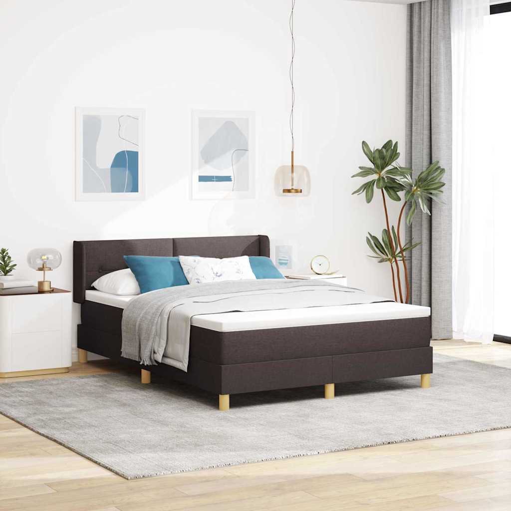 vidaXL Letto a molle con materasso Marrone scuro 140 x 200 cm Tessuto