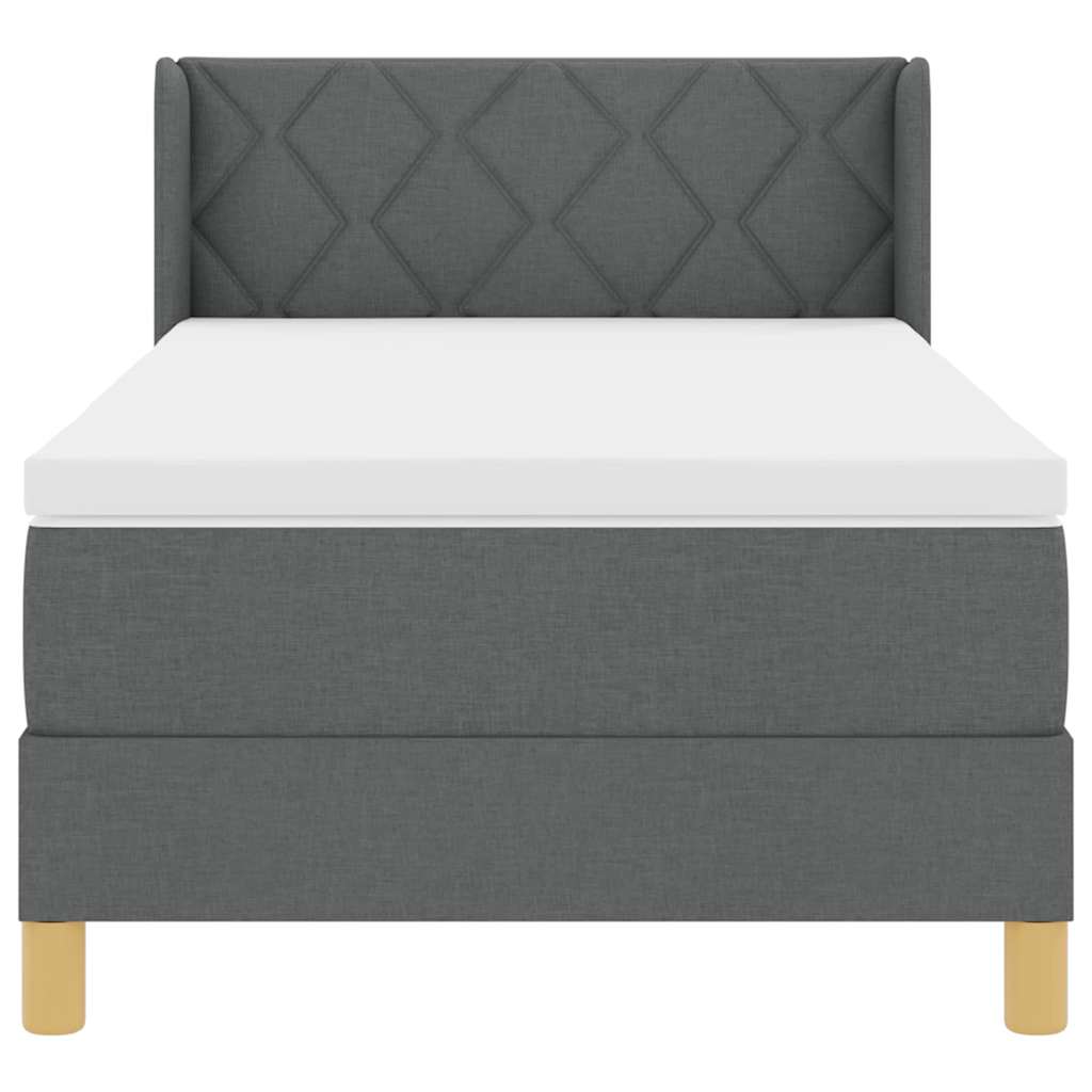 Letto a molle con materasso-Struttura Letto con Materasso Grigio scuro 190 x 90 cm Poliestere 176611