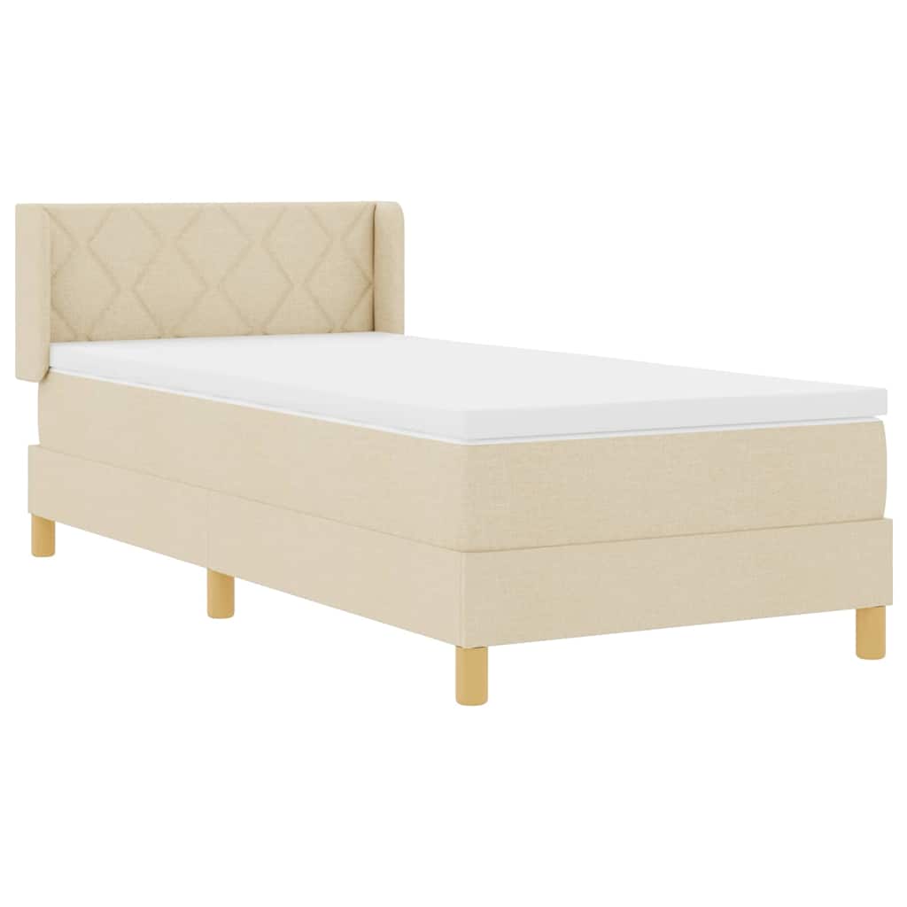 Letto a molle con materasso-Struttura Letto con Materasso Crema 190 x 90 cm Poliestere