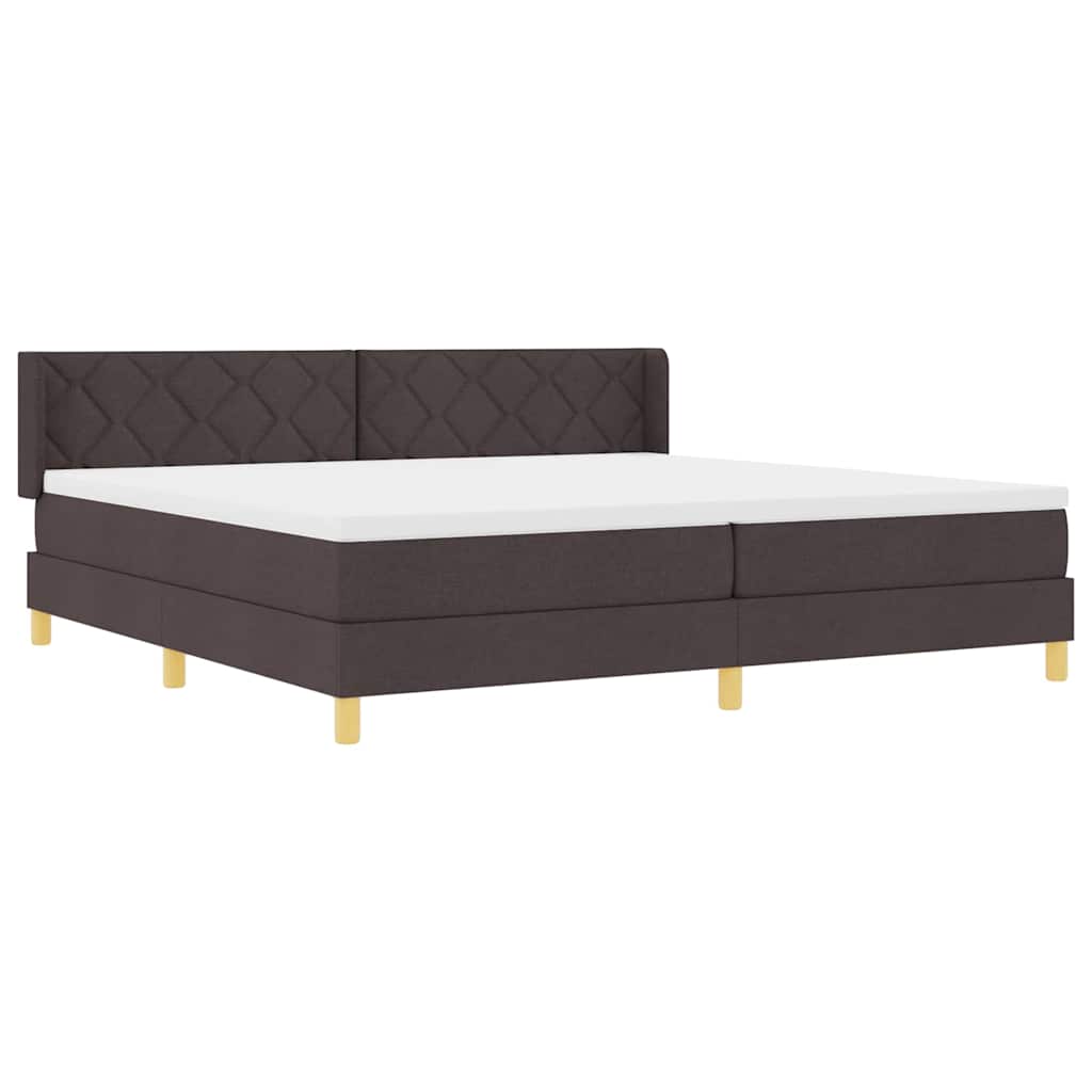 vidaXL Letto a molle Marrone scuro e Bianco 200 x 200 cm Tessuto