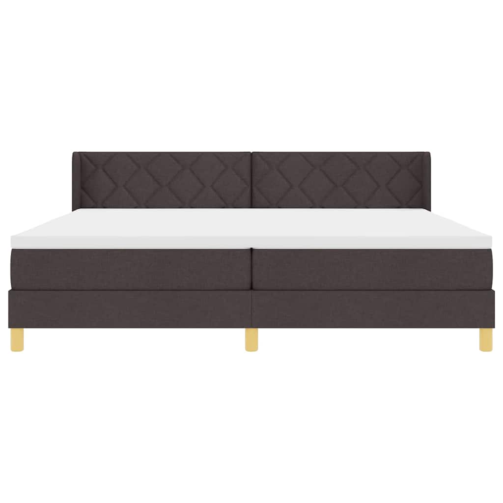 vidaXL Letto a molle Marrone scuro e Bianco 200 x 200 cm Tessuto