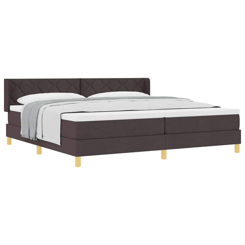 vidaXL Letto a molle Marrone scuro e Bianco 200 x 200 cm Tessuto